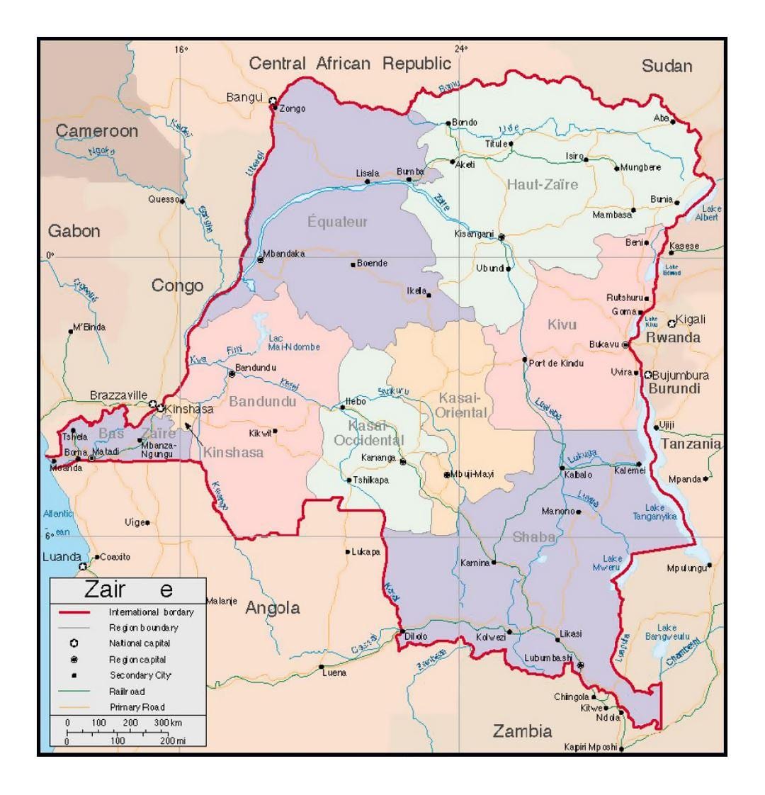 бассейна заира карте