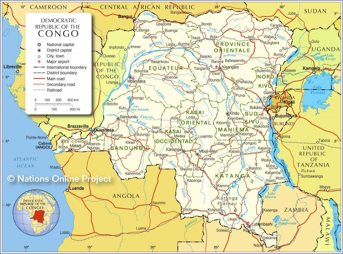 карта Демократической Республики Конго